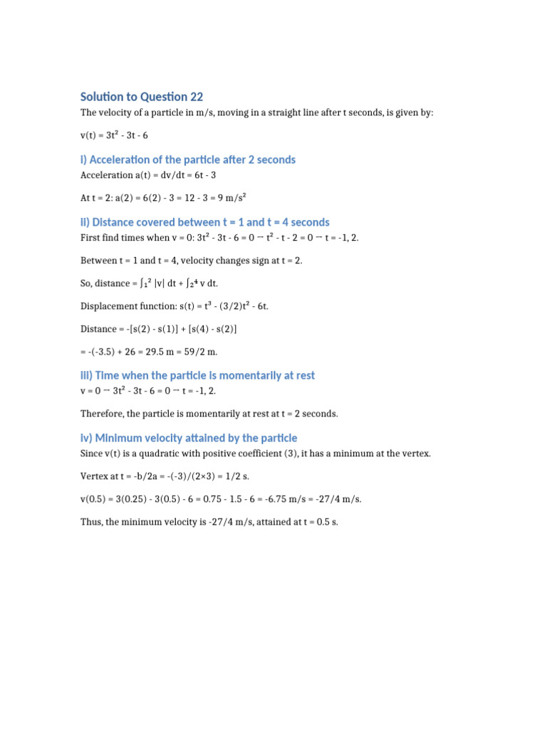 Particle Motion Solution | PDF