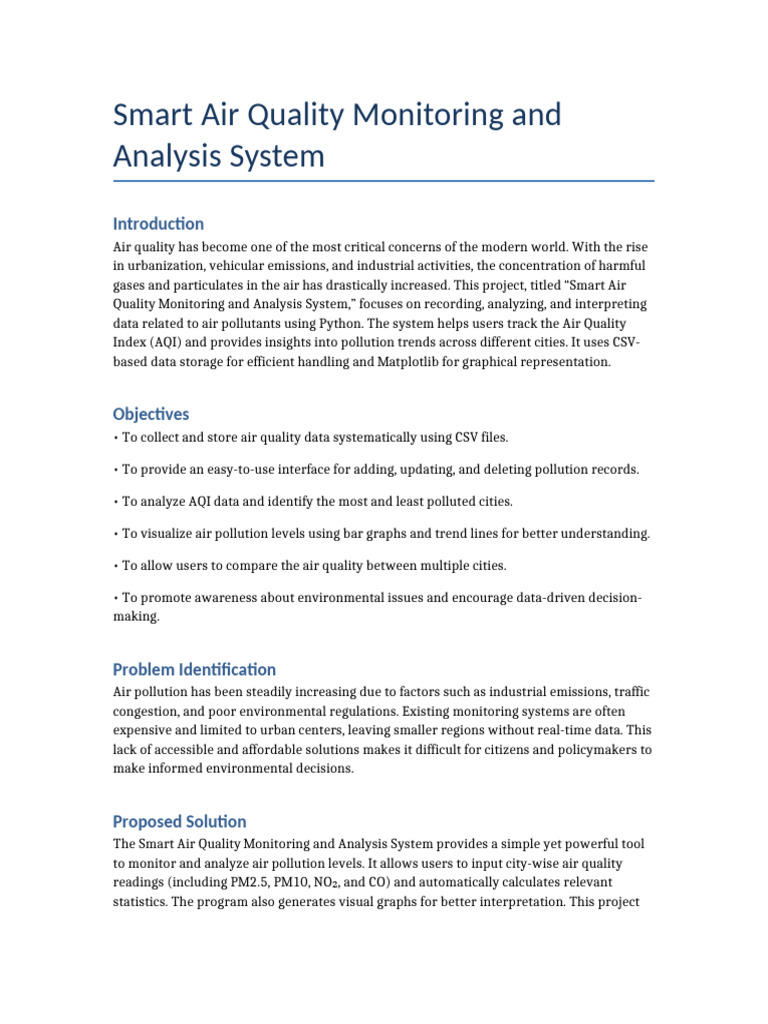 Smart Air Quality Monitoring System | PDF | Computing | Computer Science