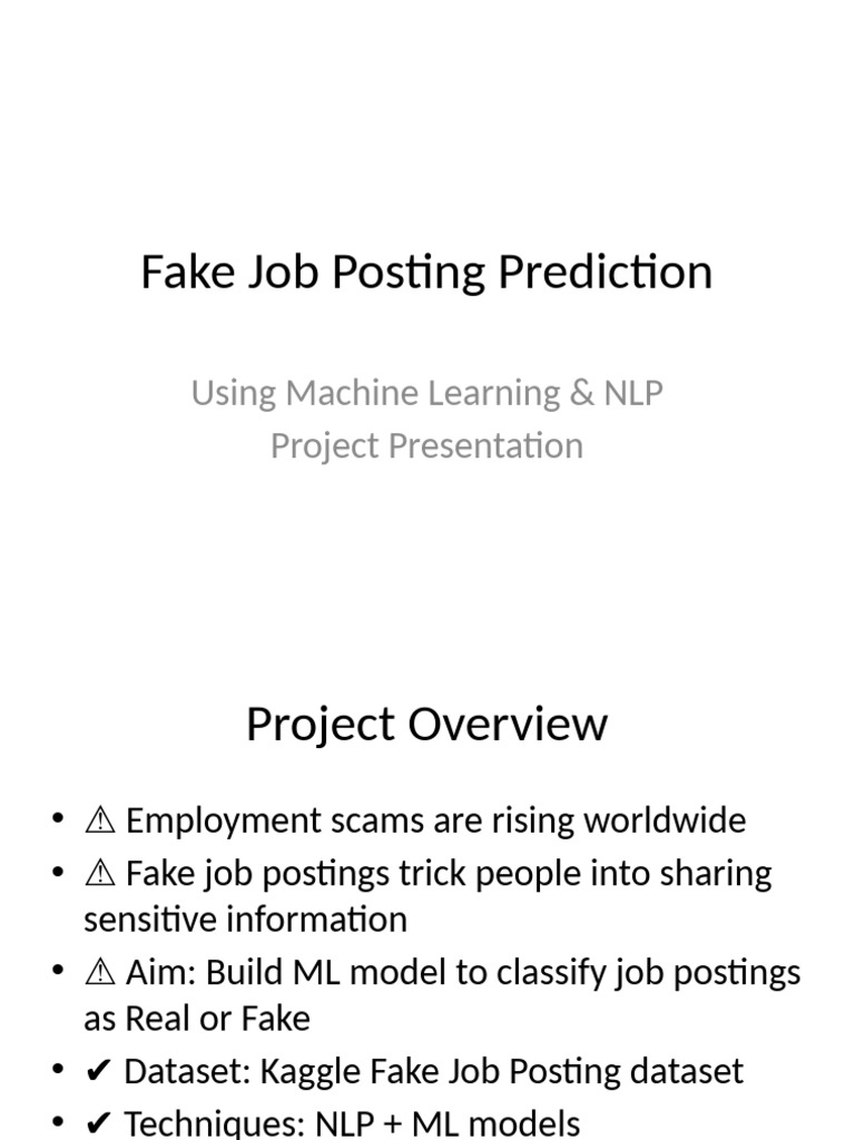 Fake Job Posting Detection with ML | PDF | Machine Learning | Applied ...