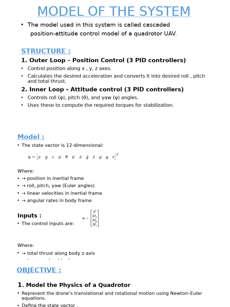 Quadrotor PID Control Model Overview | PDF | Motion (Physics) | Mechanics