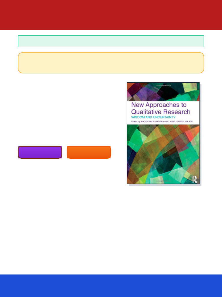 New Approaches To Qualitative Research Wisdom and Uncertainty 1st ...