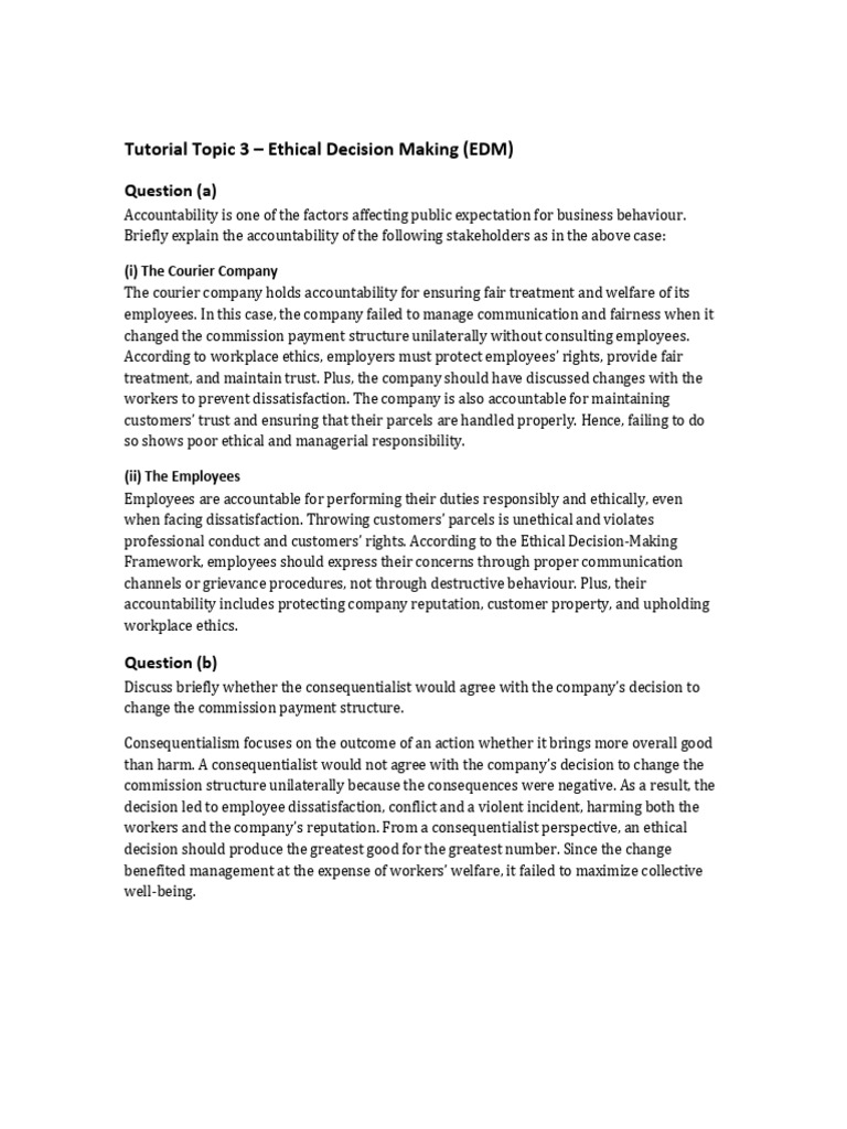 Tutorial Topic 3 EDM Answers | PDF | Employment | Social Psychology