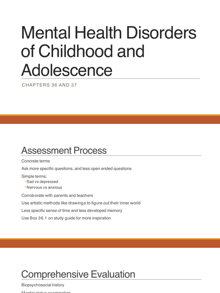 Mental Health Disorders of Childhood and Adolescence | PDF