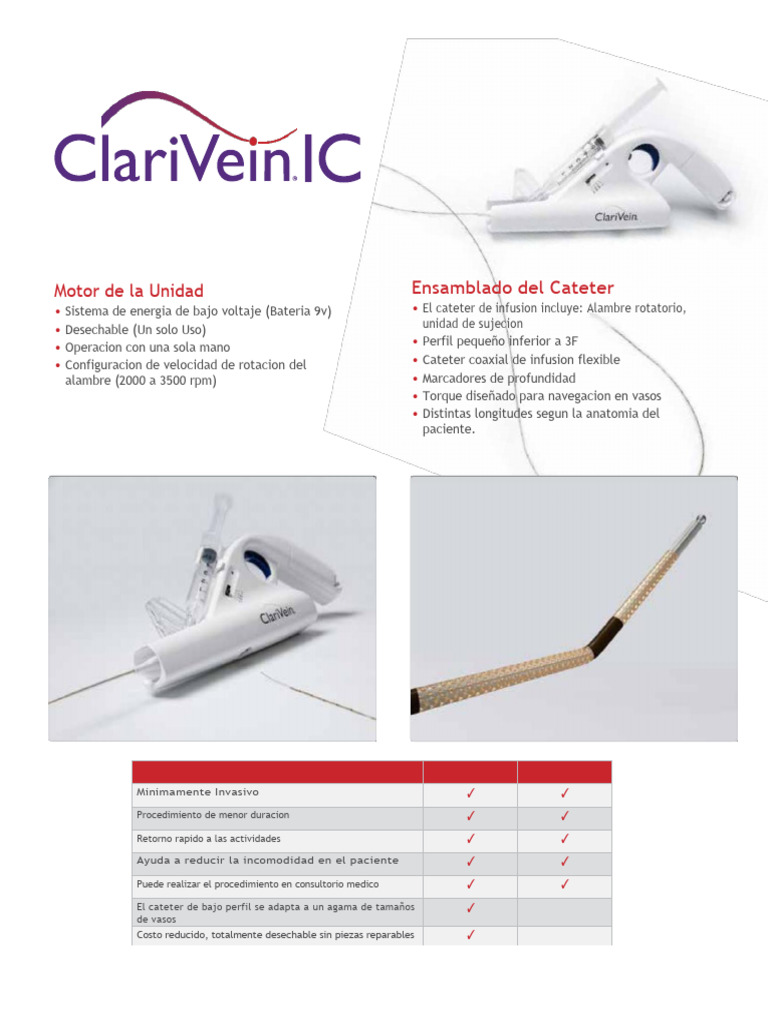 Catéter de Infusión Desechable ClAriVein IC | PDF