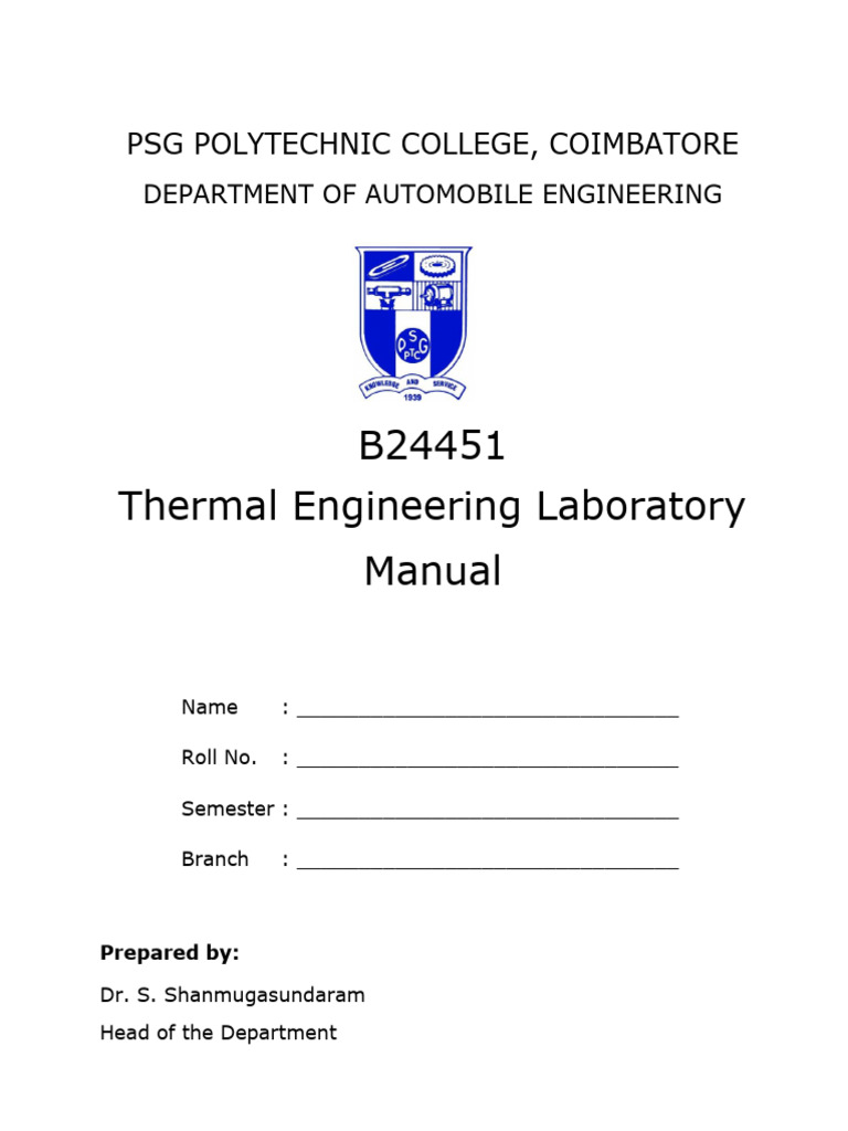 Thermal Engineering Lab Manual | PDF | Diesel Engine | Engines