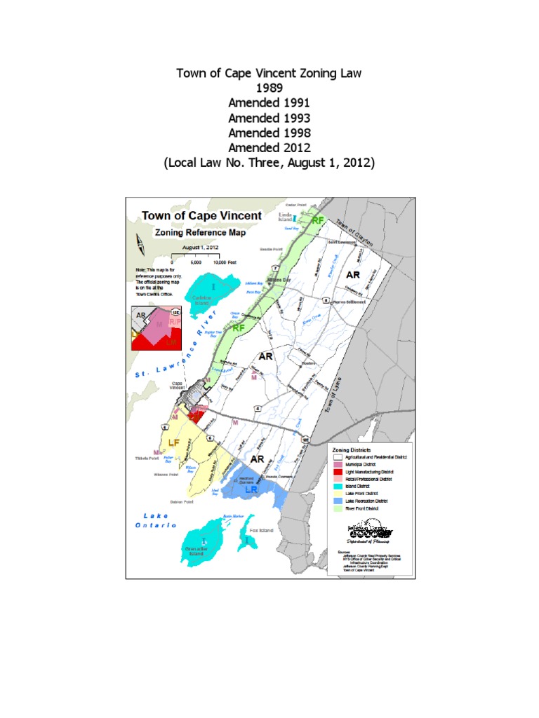 Town of Cape Vincent FINAL Zoning Law August 1, 2012 PDF Land Lot