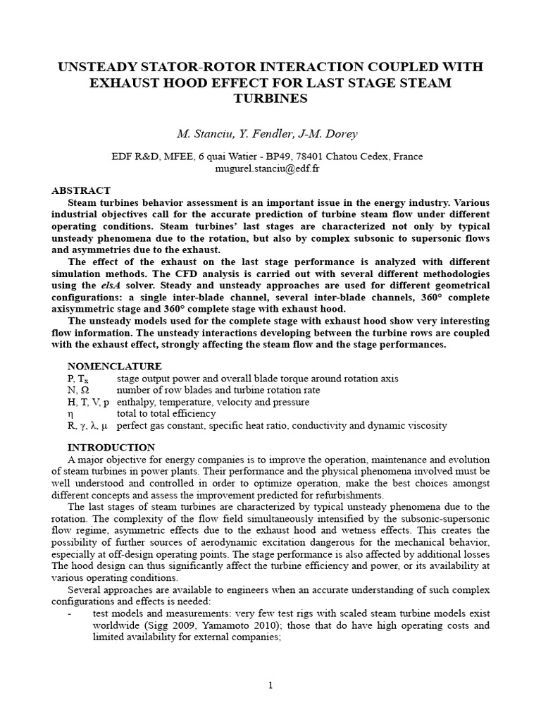 Unsteady Interaction in Steam Turbines | PDF | Turbine | Fluid Dynamics
