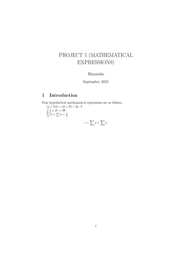 Mathematical Expressions Project Overview | PDF