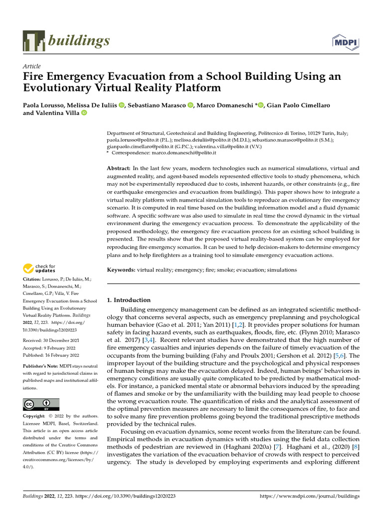 Buildings: Fire Emergency Evacuation From A School Building Using An ...