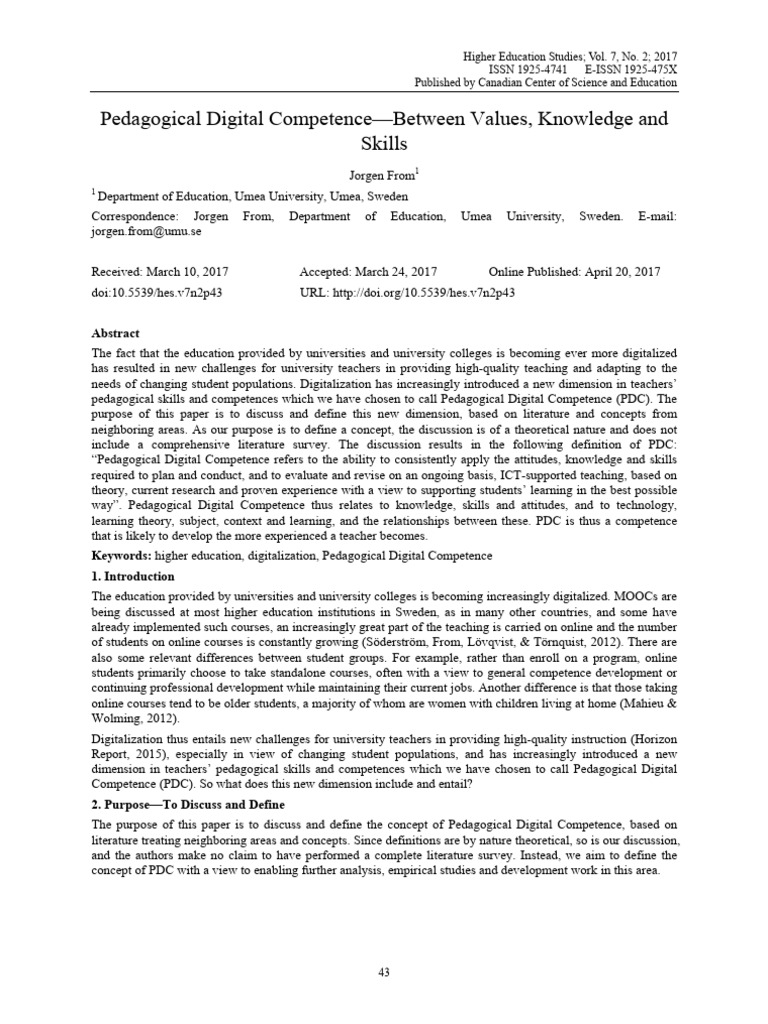 Pedagogical Digital Competence-Between Values Know | PDF | Pedagogy ...