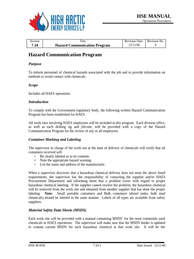 Hazard Communication Program Overview | PDF | Dangerous Goods | Hazards