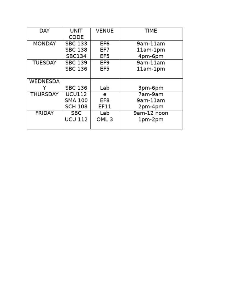 Time Table | PDF