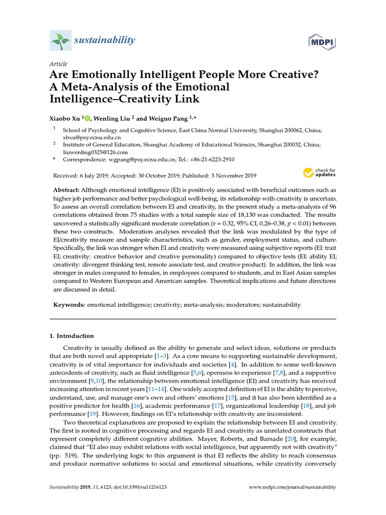 Emotional Intelligence and Creativity Link | PDF | Emotional ...