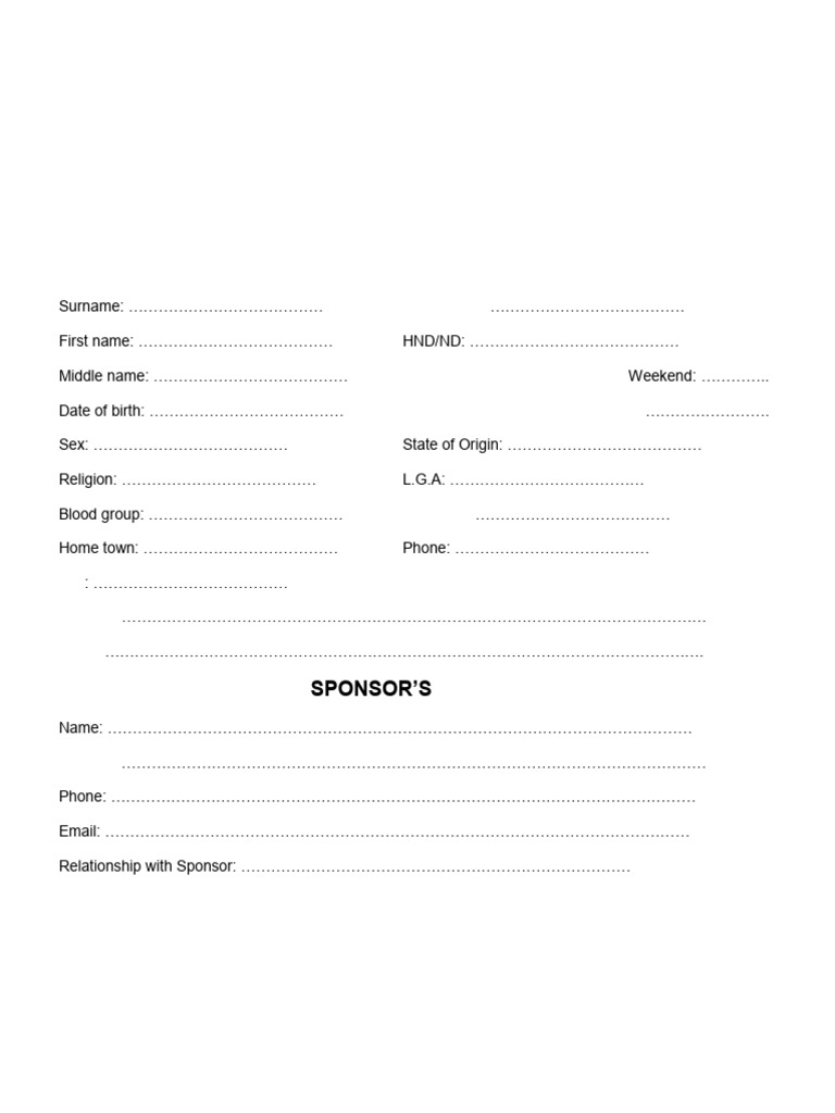 Federal Polytechnic Oko Biometric Form | PDF