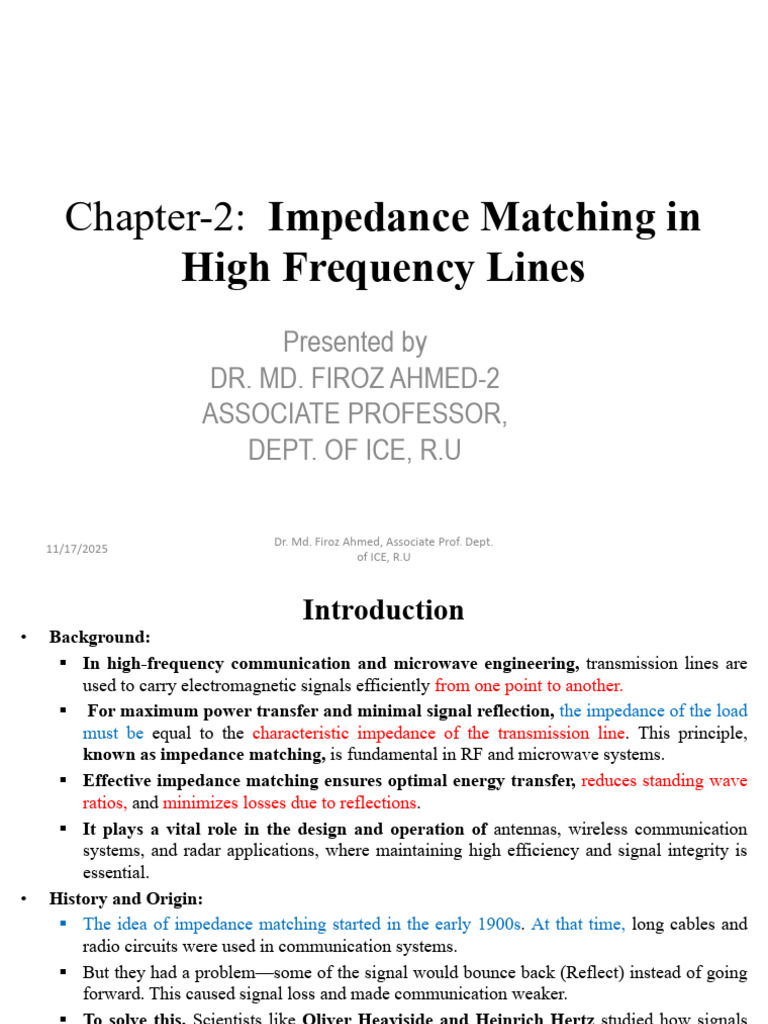 Update 2025 Chapter-2 Impedance Matching in High Frequency Lines | PDF ...
