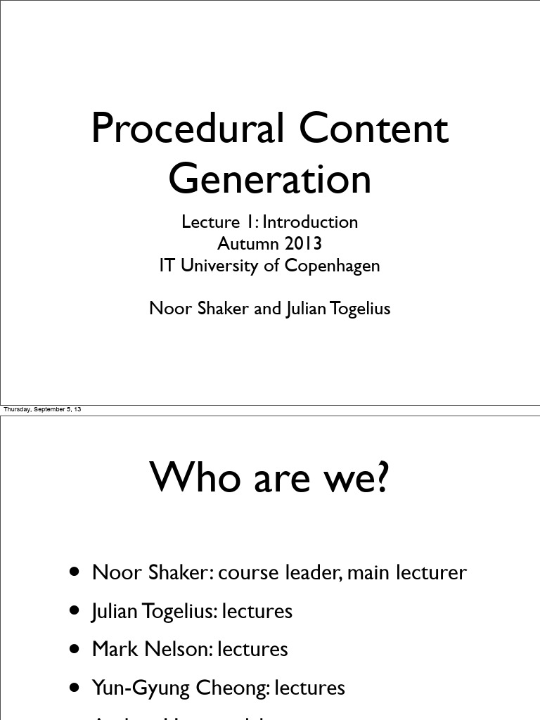 Introduction to Procedural Content Generation | PDF