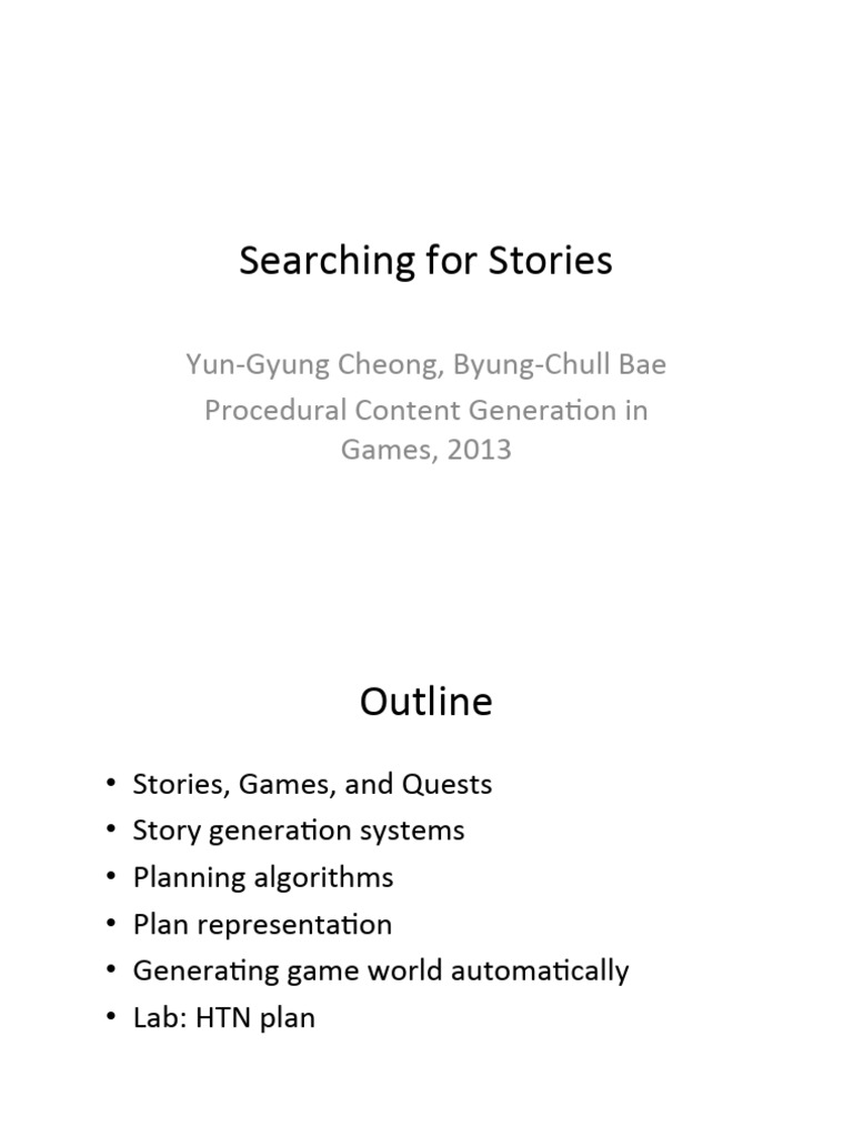 Procedural Story Generation in Games | PDF | Applied Mathematics ...