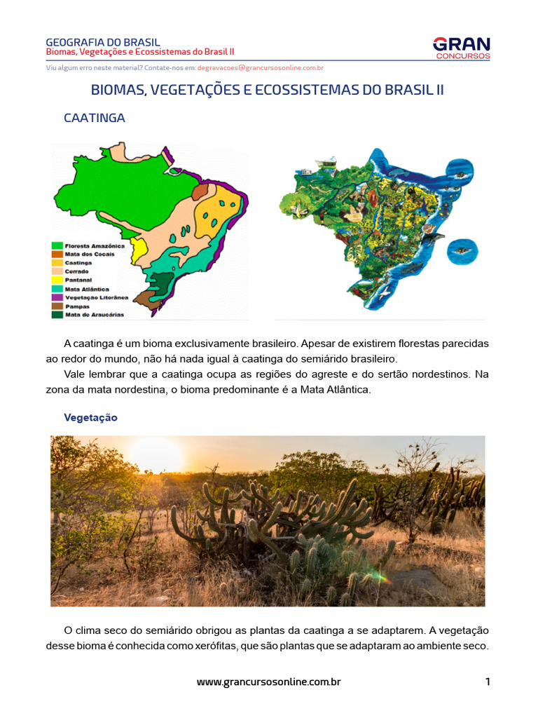 Bioma Caatinga e Cerrado do Brasil | PDF | Florestas | Brasil