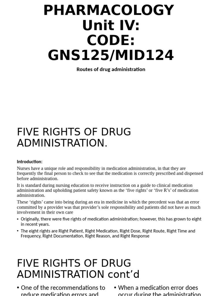 Five Rights of Drug Administration Guide | PDF | Topical Medication ...