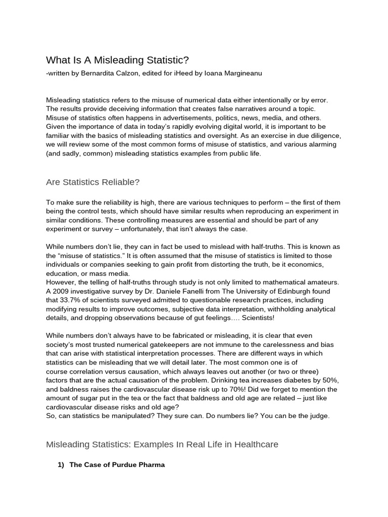 What Is A Misleading Statistic | PDF | Statistics | Sampling (Statistics)