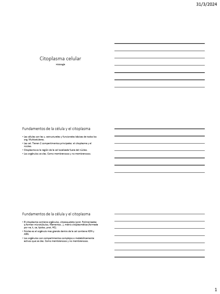 Estructura y Función del Citoplasma Celular | PDF | Citoplasma ...