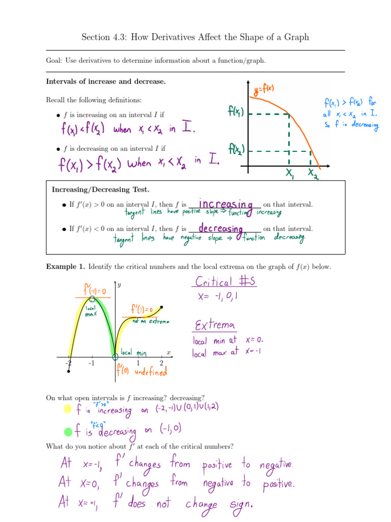 Derivatives and Graph Behavior Analysis | PDF | Mathematical Objects ...