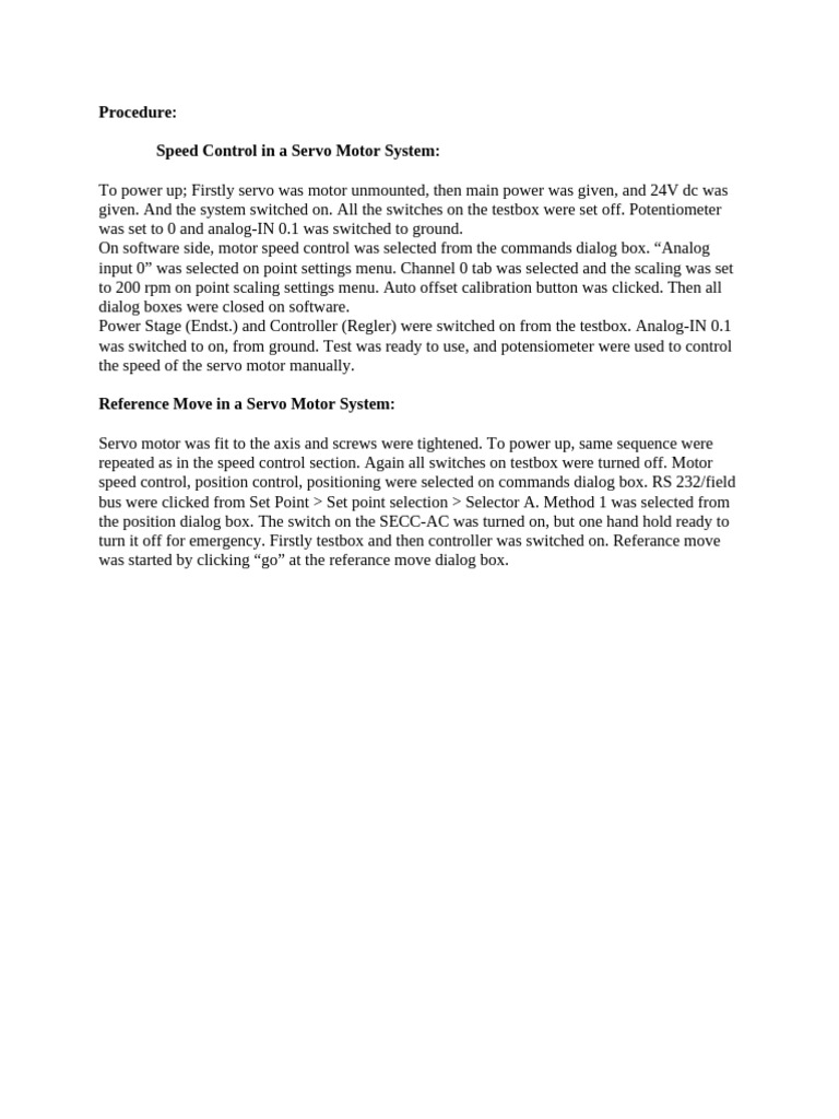 Servo Motor Speed and Reference Control | PDF