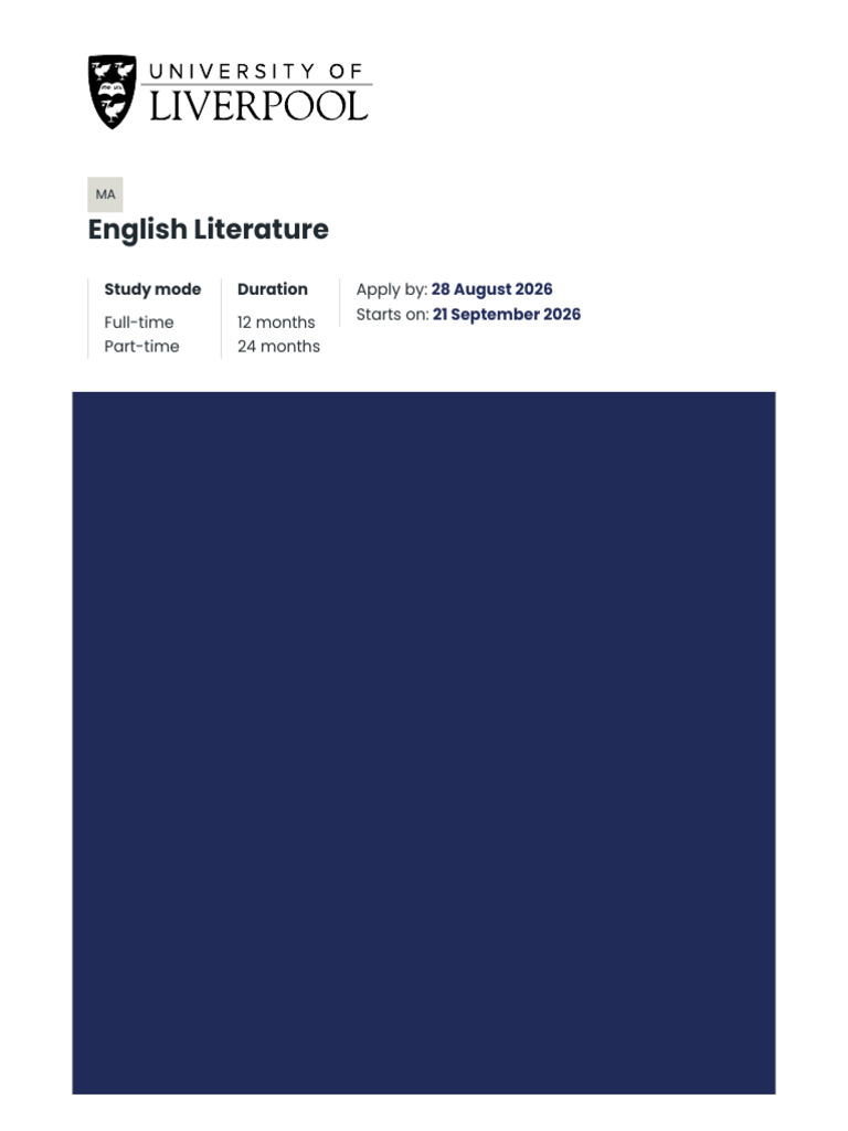 MA in English Literature at Liverpool | PDF | Postgraduate Education ...