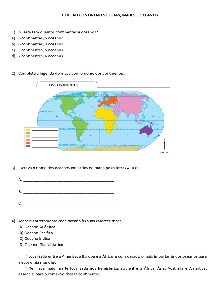 Continentes, Oceanos e Ilhas: Guia Completo | PDF | Continente | Ásia