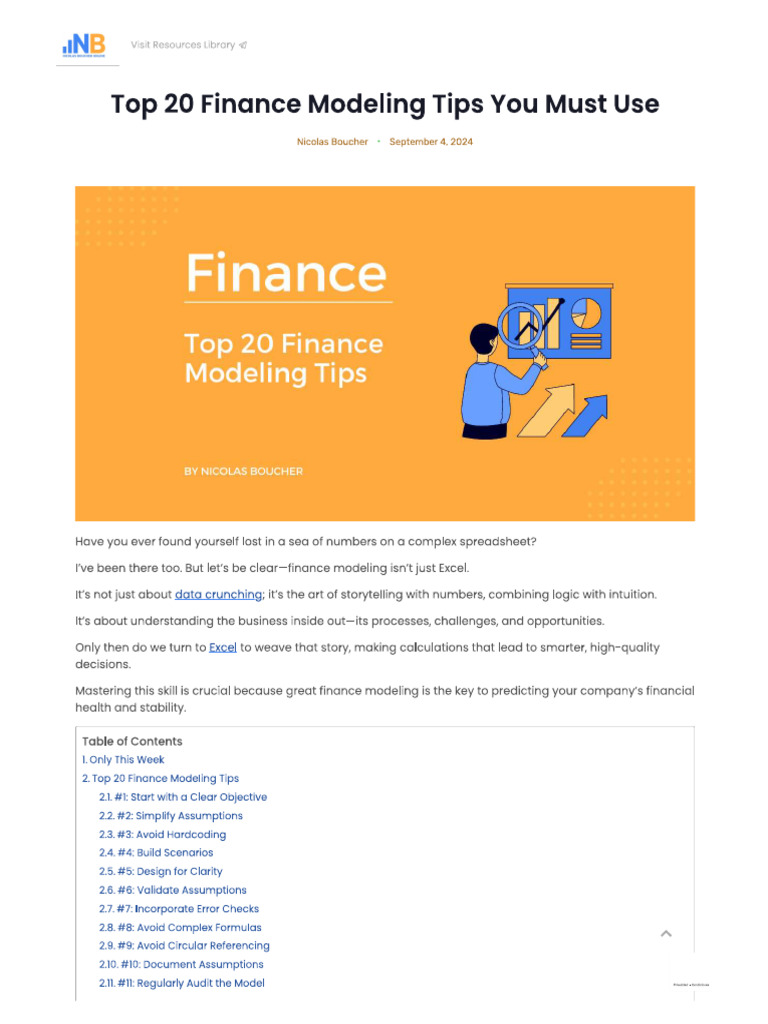 Top 10 Finance Modeling Tips You Must Use | PDF