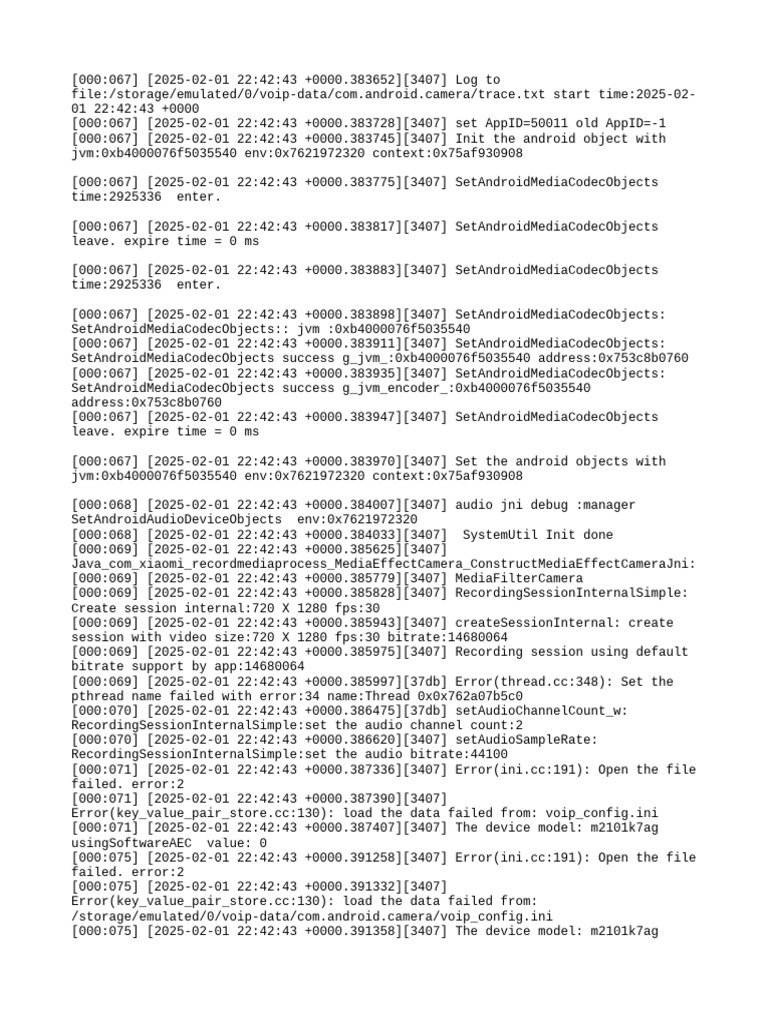 Android VoIP Media Session Log | PDF | Shader | Computing