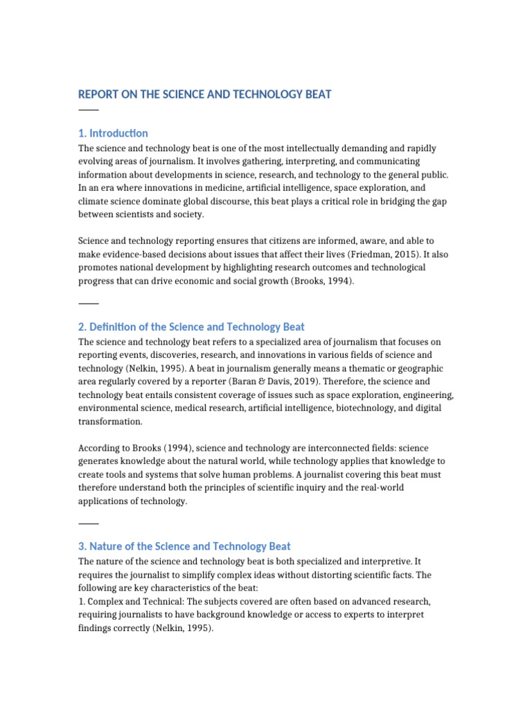 Science and Technology Journalism Overview | PDF | Science | Innovation