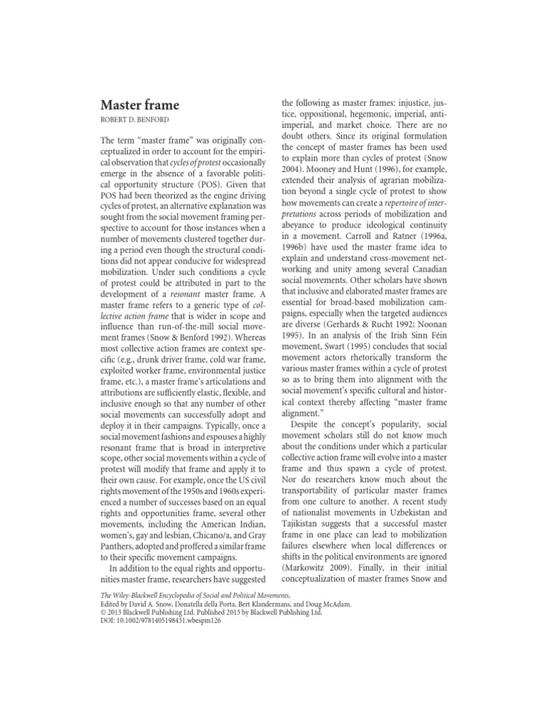 Understanding Master Frames in Protest | PDF | Social Movements ...