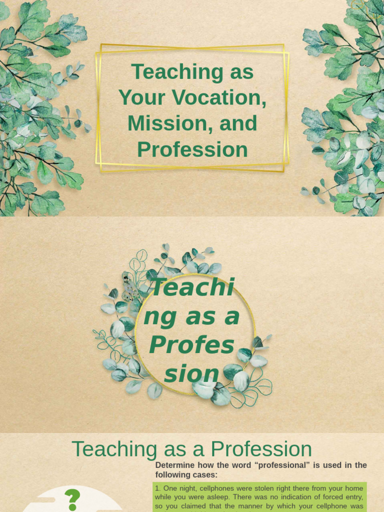 Understanding Teaching as a Profession | PDF | Profession | Teachers