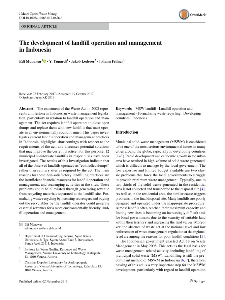 The Development of Landfill Operation An | PDF | Municipal Solid Waste ...