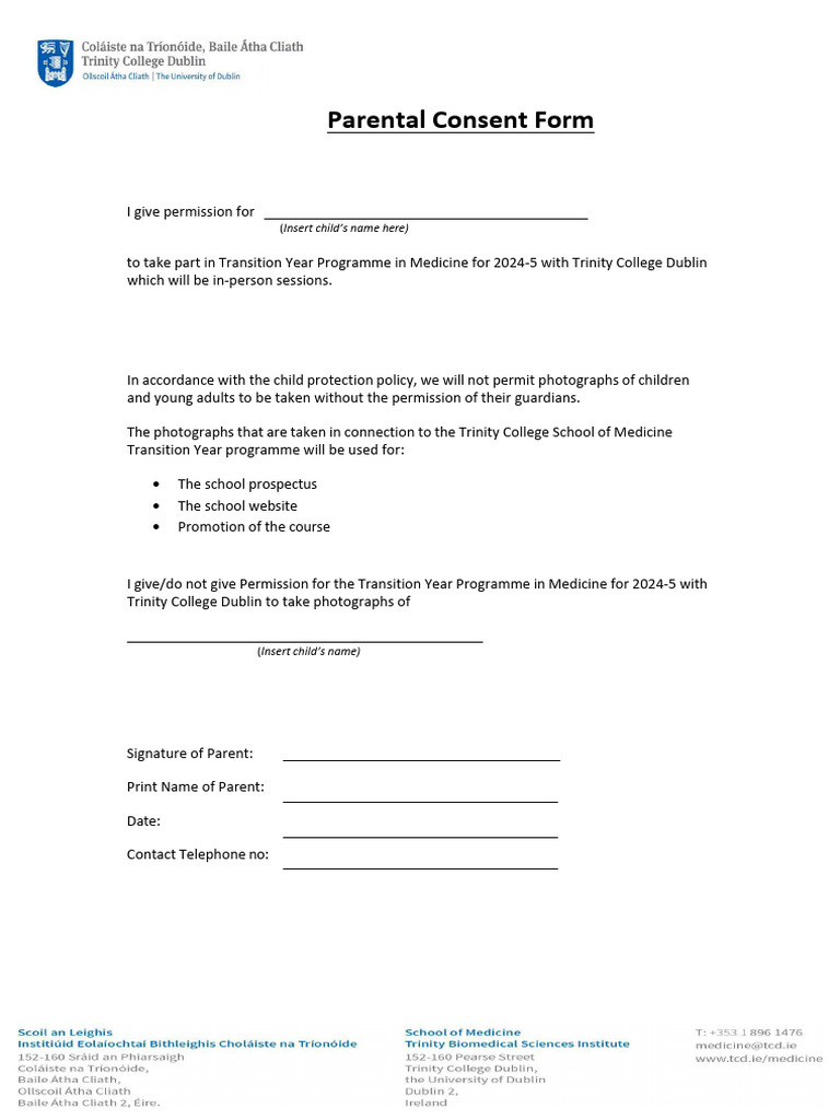 Parental Consent for TY Programme 2024 5 | PDF