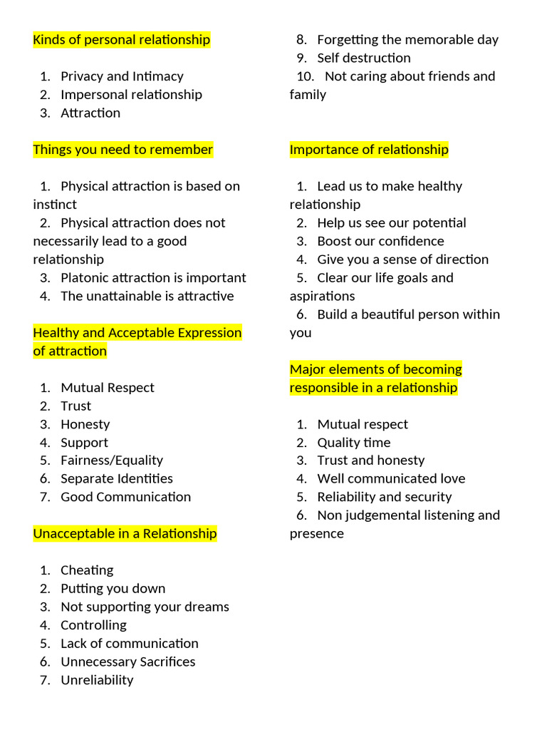 Kinds of Personal Relationship | PDF