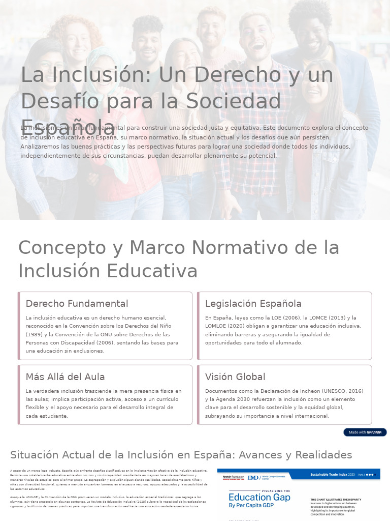 La Inclusion Un Derecho y Un Desafio para La Sociedad Espanola | PDF ...