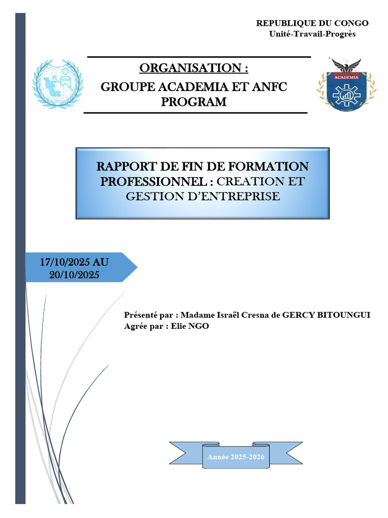 Rapport sur la Formation en Gestion d'Entreprise | PDF | Pédagogie ...
