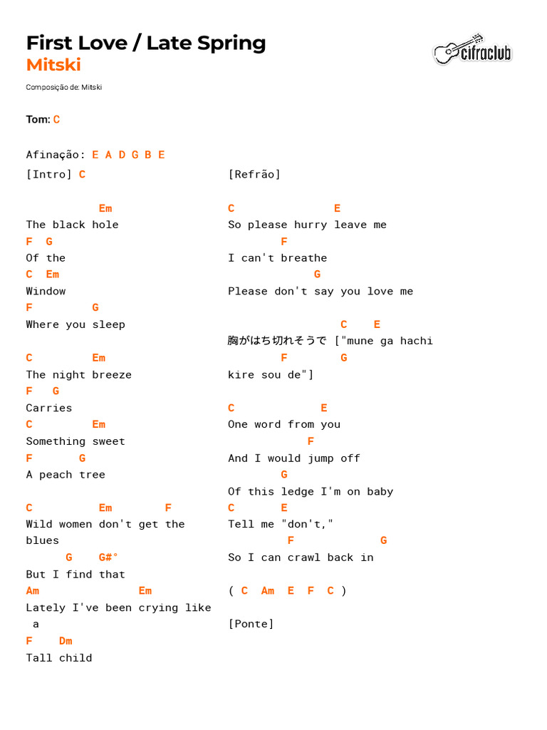 Cifra Club - Mitski - First Love - Late Spring Document | PDF