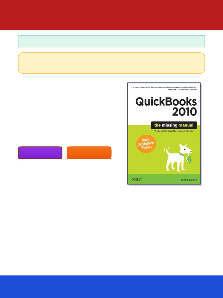QuickBooks 2010 The Missing Manual 1st Edition Bonnie Biafore Ebook ...