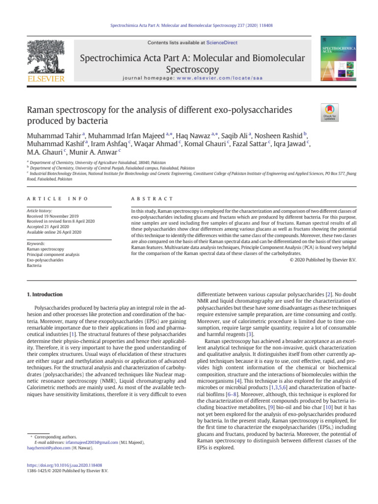 Tahir 2020 Raman EPS | PDF | Raman Spectroscopy | Spectroscopy