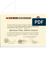 CERTIFICADO COMO EVALUADOR EXTERNO CON FINES DE ACREDITACION POR EL SINEACE PERÙ 2012