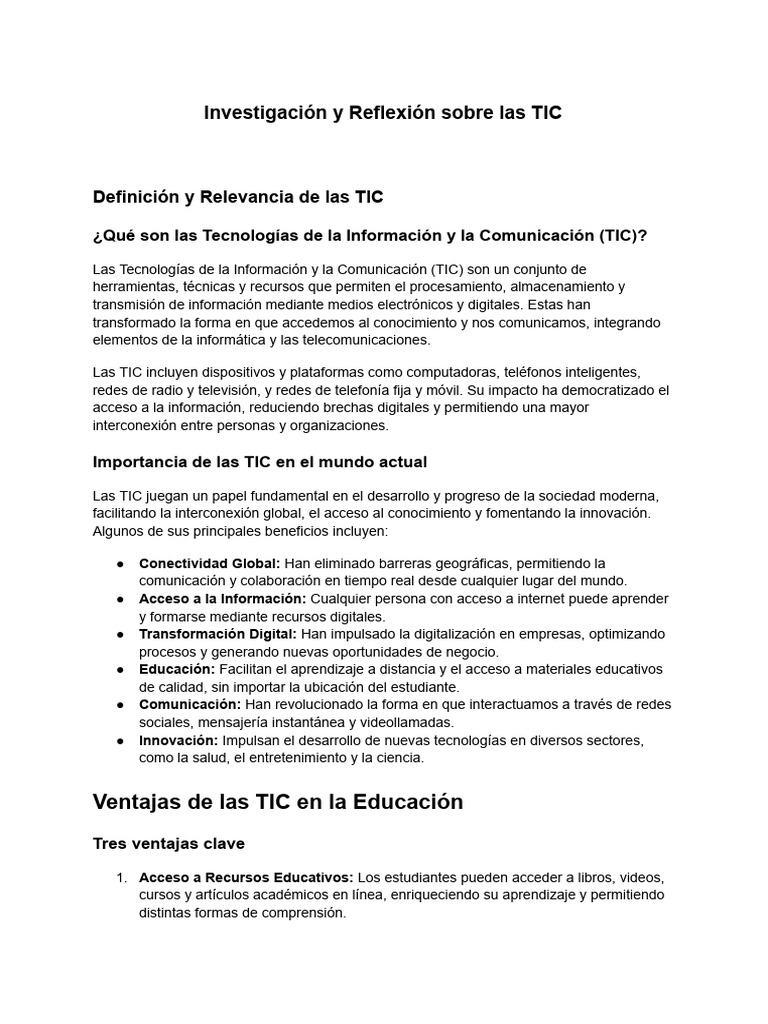 Impacto de las TIC en la Educación | PDF | Tecnología de información y ...