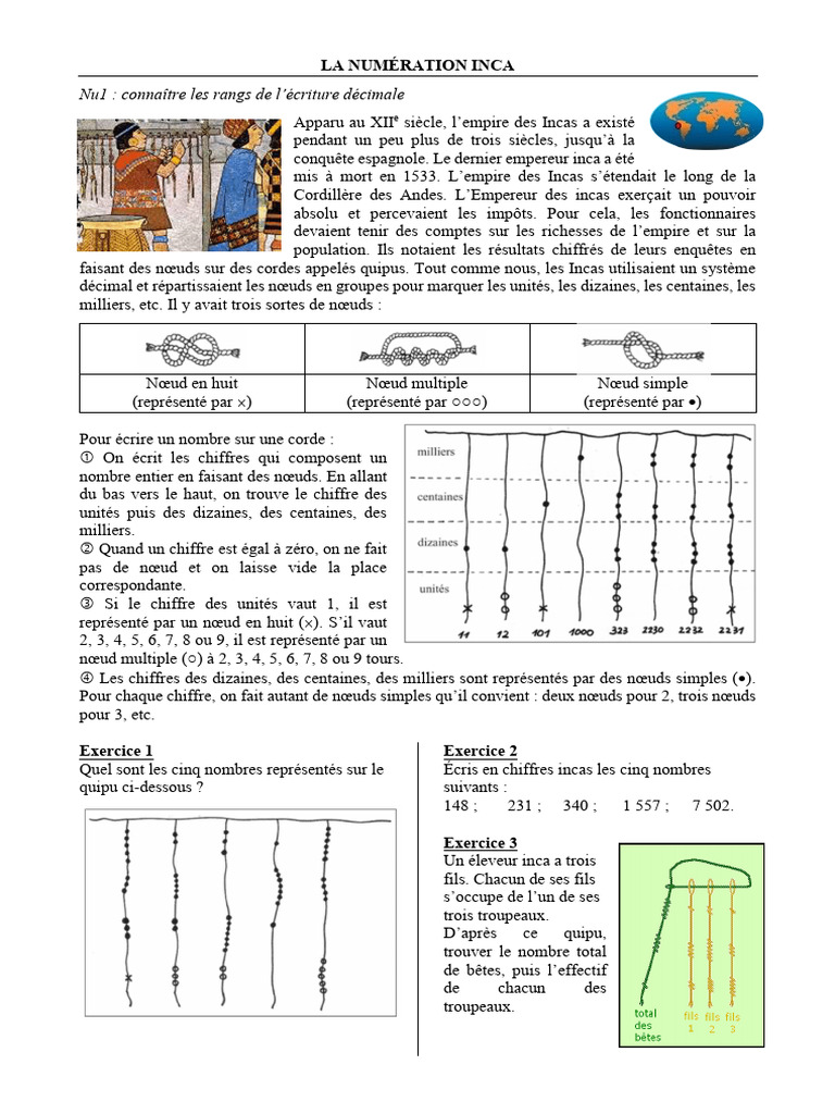 Comprendre la numération inca | PDF | Empire Inca | Mathématiques
