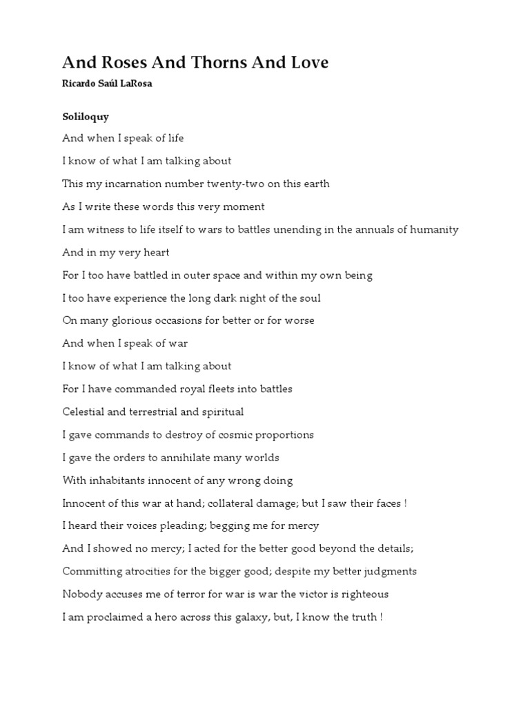 And Roses and Thorns and Love PDF Religion And Belief