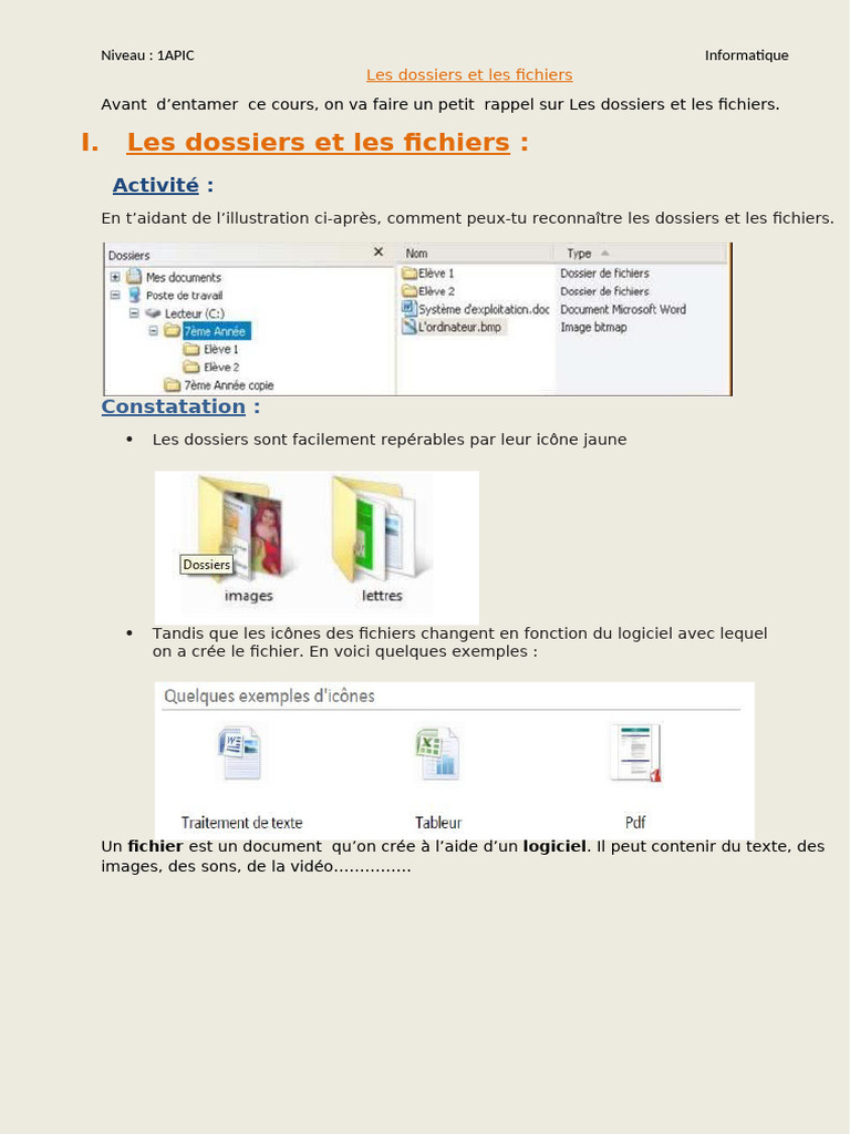 Dossiers et fichiers : Guide pratique APIC | PDF | Fichier informatique ...
