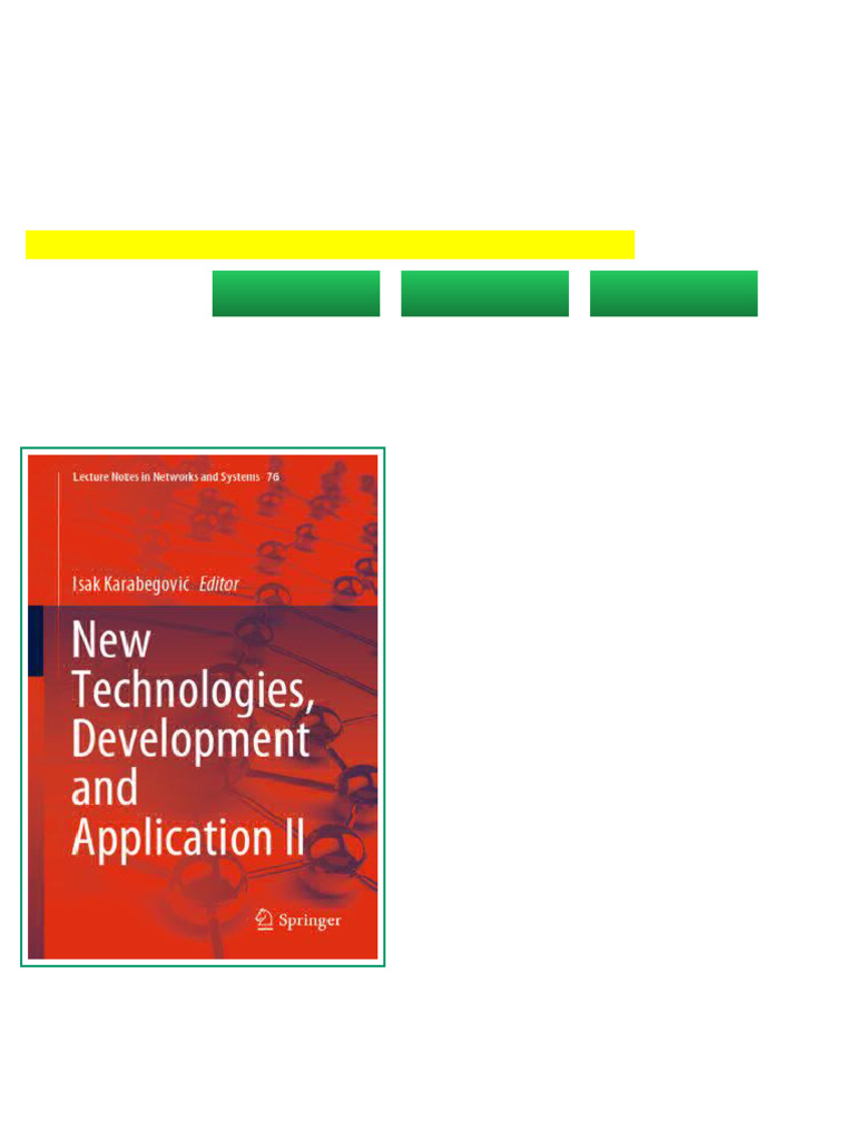 (Ebook) New Technologies, Development and Application II by Isak ...