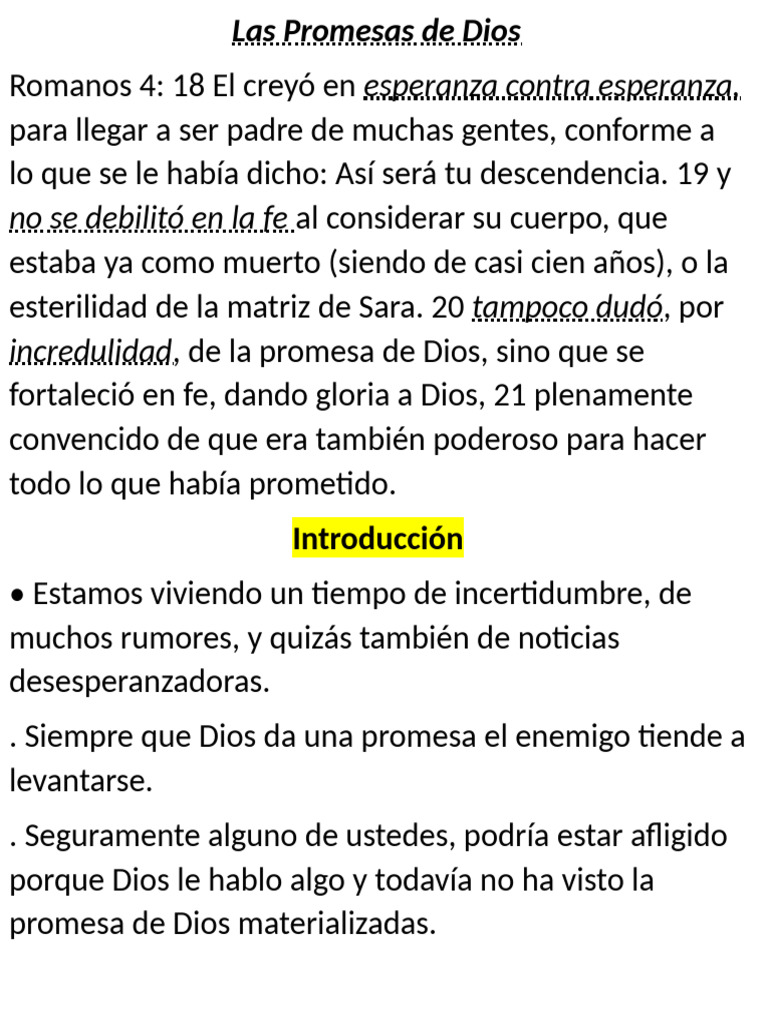 Promesas de Dios: Fe y Esperanza | PDF | Dios