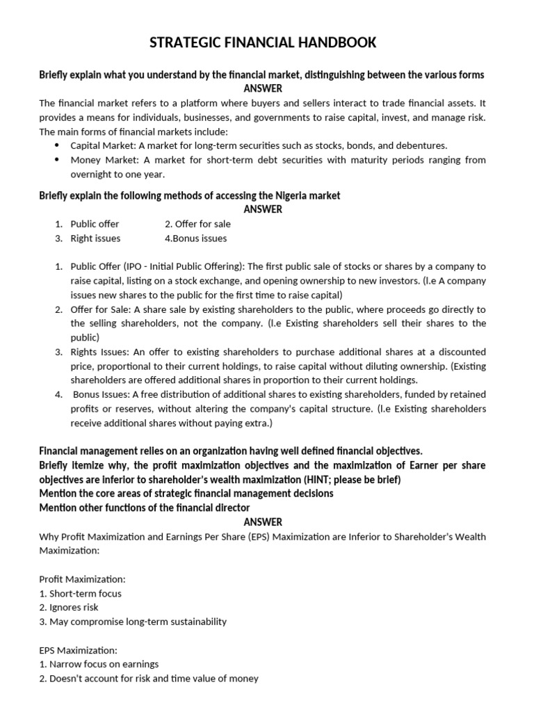 Strategic Financial Management Handout | PDF | Dividend | Cost Of Capital